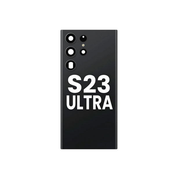 Cristal trasero con lente de cámara y adhesivo para Galaxy S23 Ultra (PHANTOM BLACK)