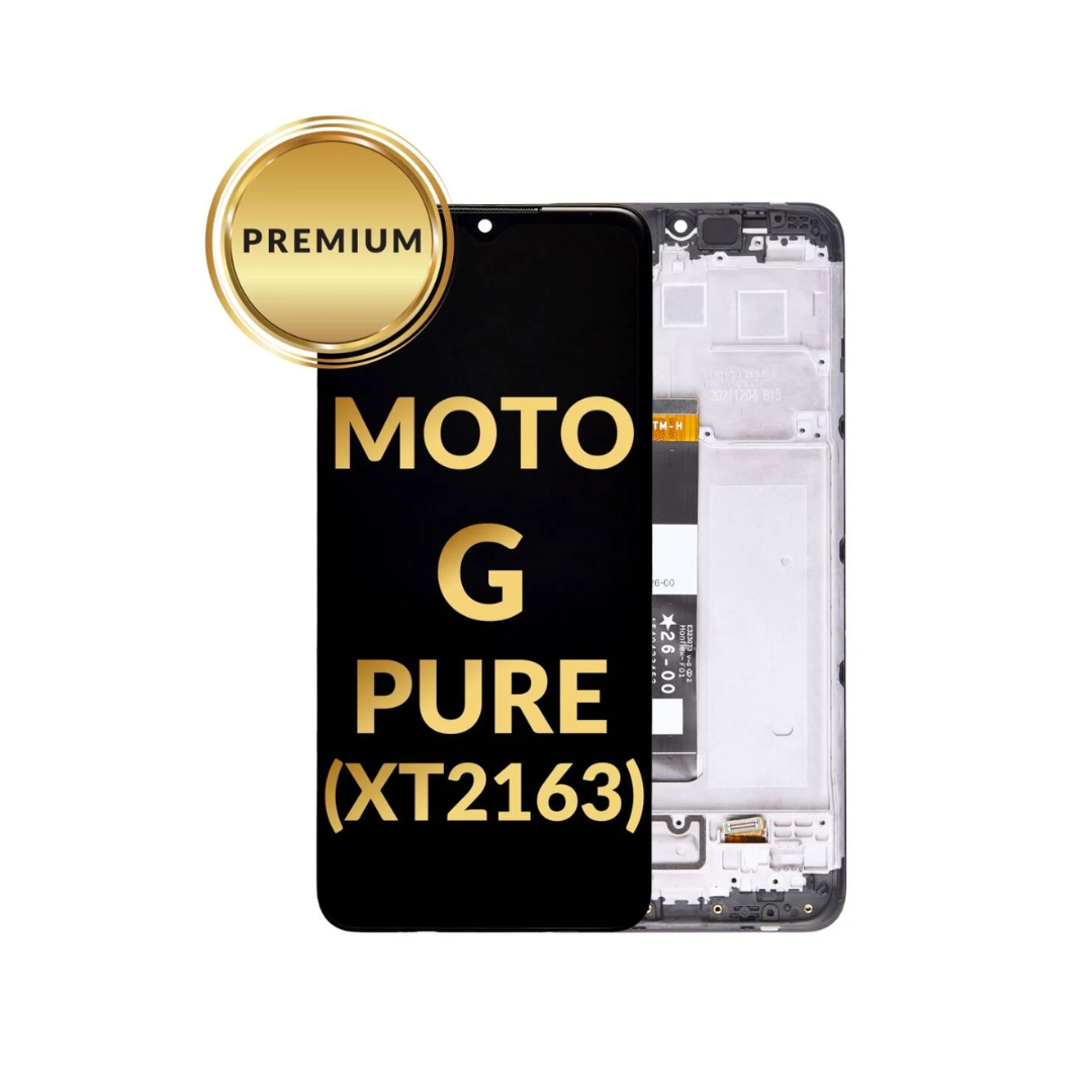 Conjunto de pantalla LCD con marco para Motorola G Pure (XT2163/2021) (NEGRO) (Premium/reacondicionado)