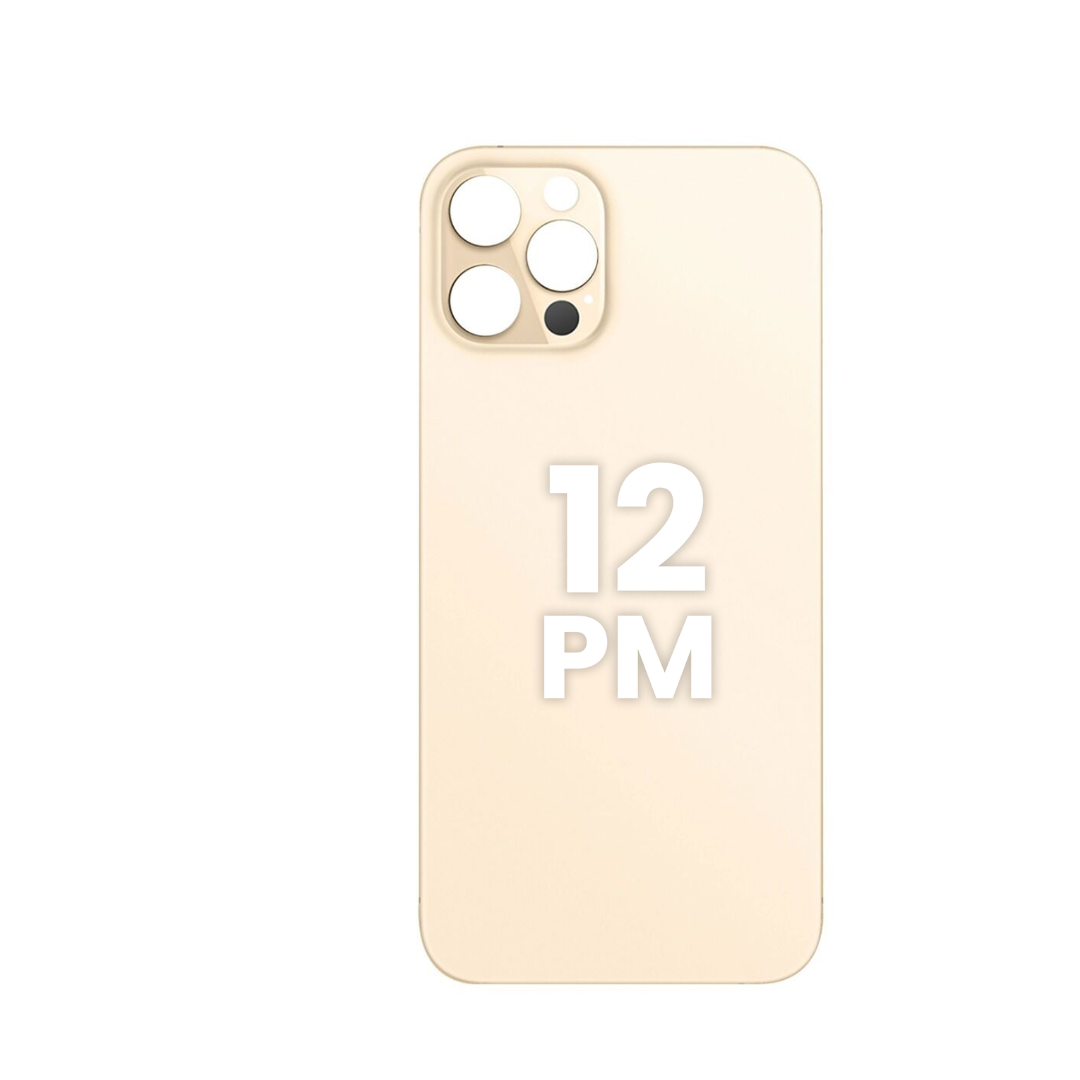 Cristal trasero con orificio para cámara más grande para iPhone 12 Pro Max (SIN LOGO) (DORADO)