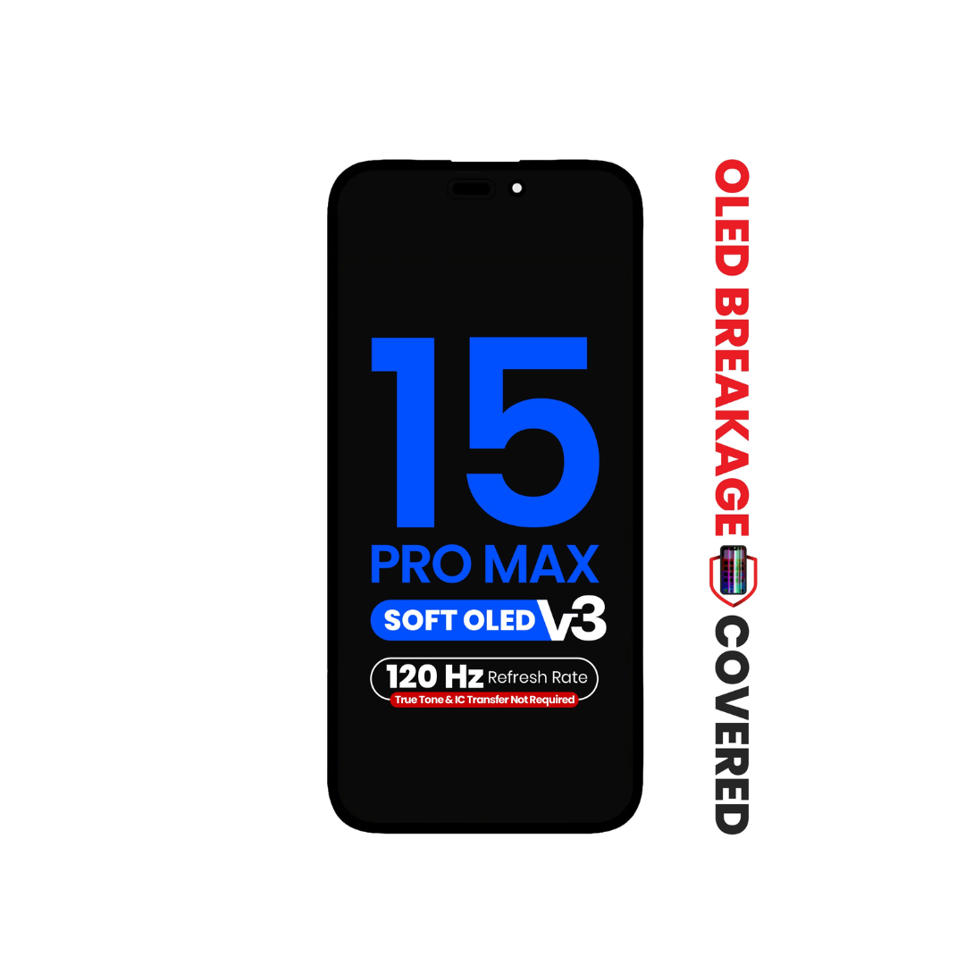 OLED Assembly for iPhone 15 Pro Max (True Tone Programming and IC Transfer NOT REQUIRED) (Aftermarket QV8 V3 / Soft / 120HZ)