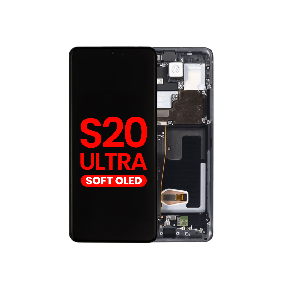 OLED Assembly with Frame for Galaxy S20 Ultra (G988) (Aftermarket OLED) (COSMIC BLACK)