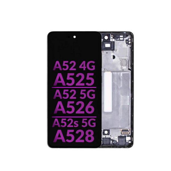 LCD Assembly with Frame for Galaxy A52 4G (A525 / 2021) / A52 5G (A526 / 2021) / A52s 5G (A528 / 2021) (BLACK) (Without Fingerprint Sensor) (Aftermarket Incell)