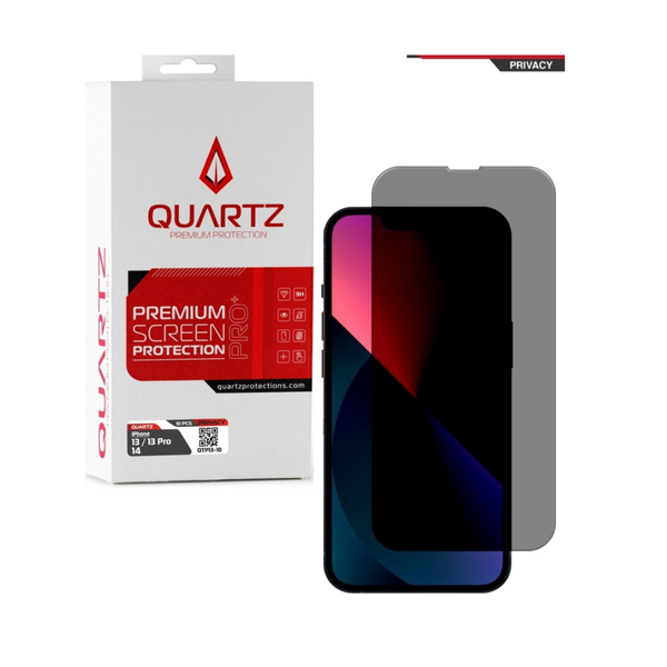 QUARTZ Privacy Tempered Glass for iPhone 13 / 13 Pro / 14 / 16e / 17e
