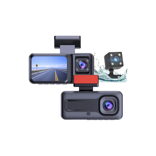 Night Vision Full HD Dash Cam with (1540 mAh) Battery (1280*720P / 30FPS) (Front / In-Cabin / Tail Camera)
