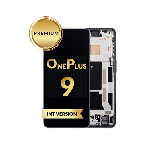 Ensamblaje OLED con marco para OnePlus 9 (NEGRO) (Versión INTERNACIONAL) (Premium)