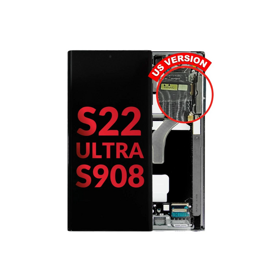 Samsung Galaxy S22 Ultra S908 OLED Assembly w/Frame (GRAPHITE) (Aftermarket)