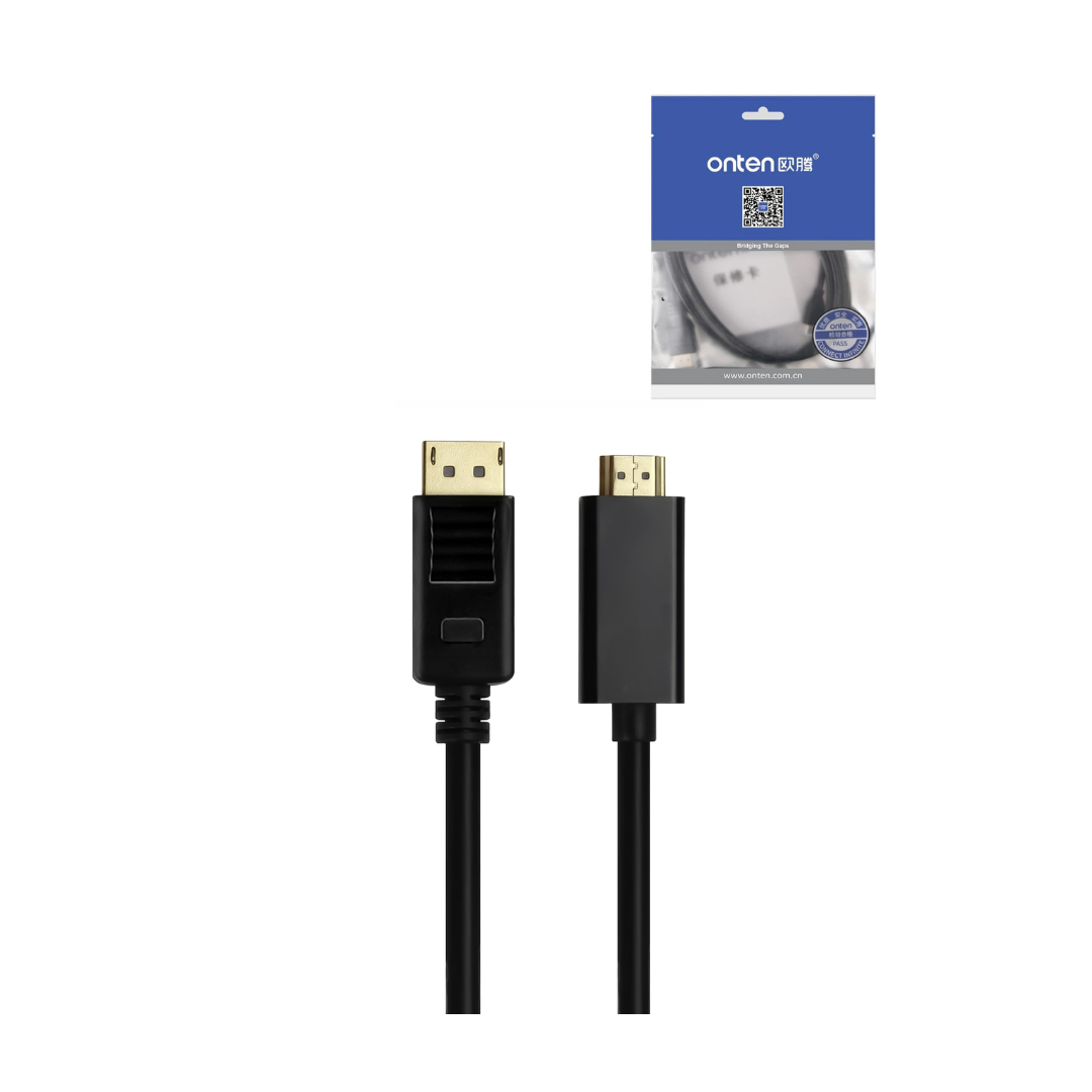 Onten DP Male to HDMI Cable (BLACK)