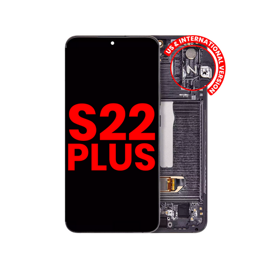 Pantalla OLED con marco compatible con Samsung Galaxy S22 Plus 5G (versión estadounidense e internacional) (Plus de repuesto) (Phantom Black)