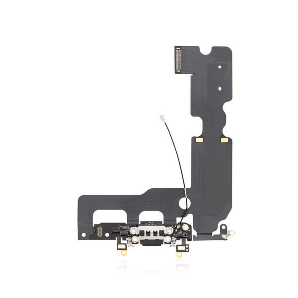 Cable flexible de puerto de carga compatible con iPhone 7 Plus (Premium) (Negro azabache/mate)