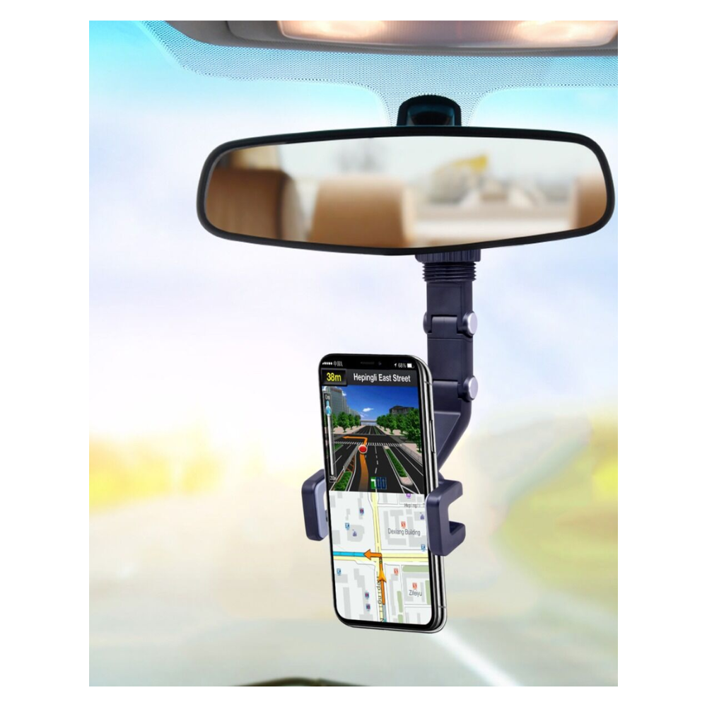 Rearview Mirror Smartphone Mount - BLACK