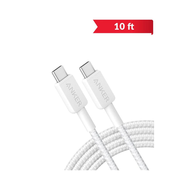 Anker 322 USB C-C Braided Charging Cable (WHITE) (10ft)