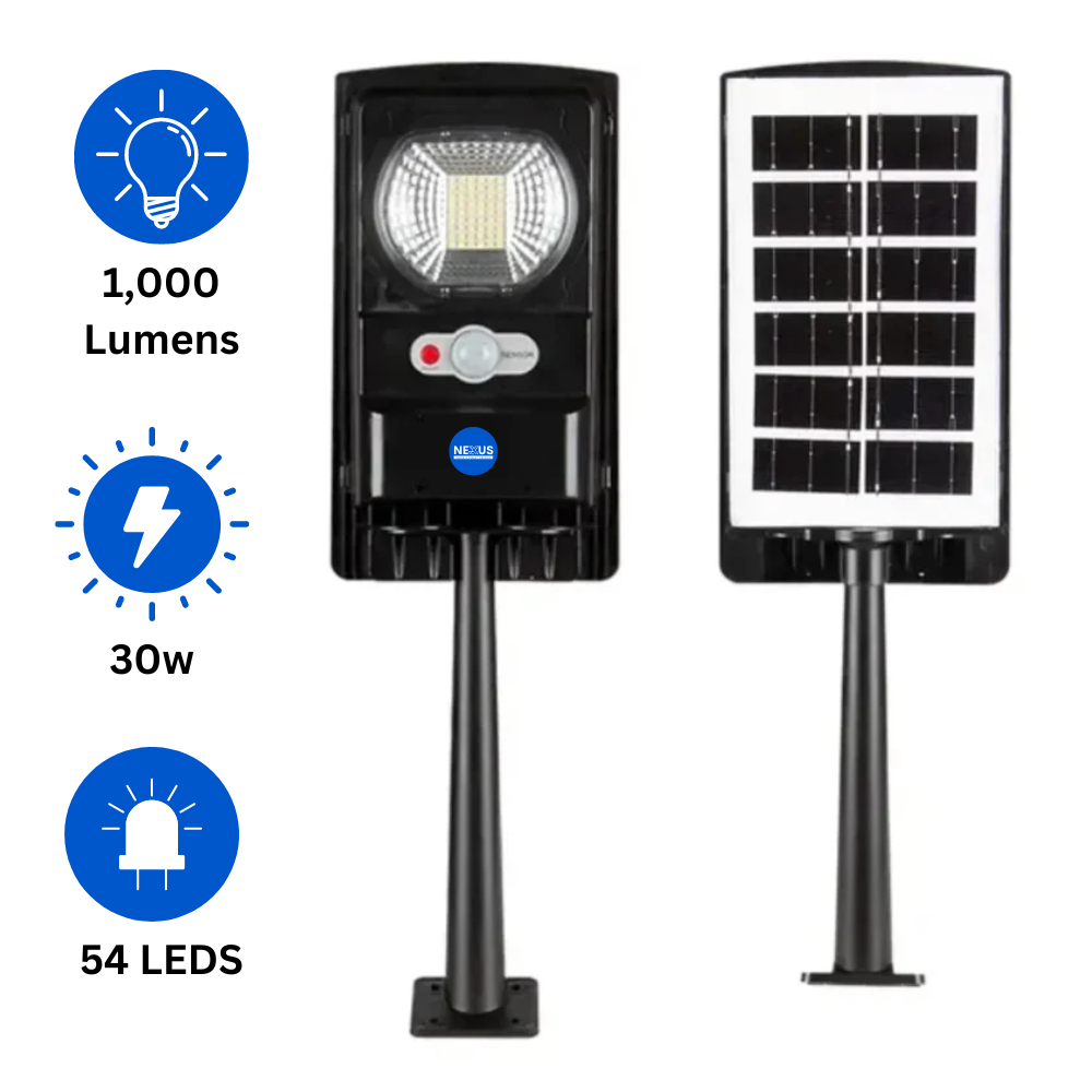 Solar Street Light 54 Leds/30w/1,000 Lumens