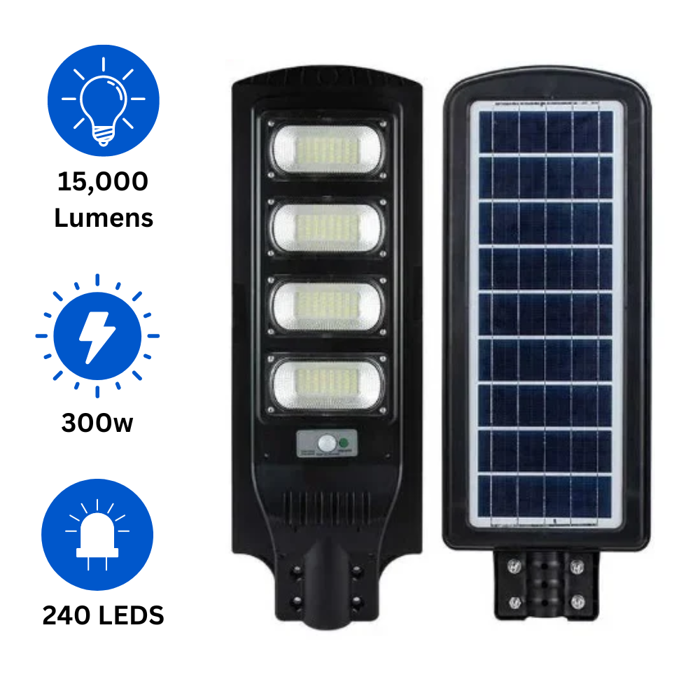 Solar Street Light 240 Leds/300w/15,000 Lumens With Remote Control