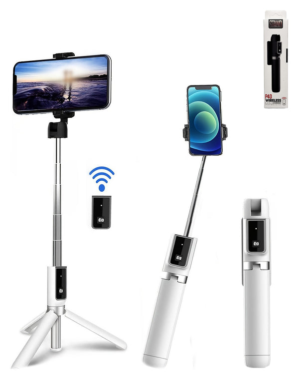 P40 Selfie Stick Tripod - (WHITE) (Only Ground Shipping)