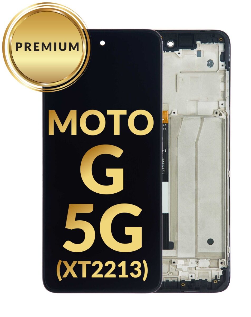 Conjunto de LCD Motorola G 5G 2022 (XT2213) con marco (NEGRO) (Premium / Reacondicionado)