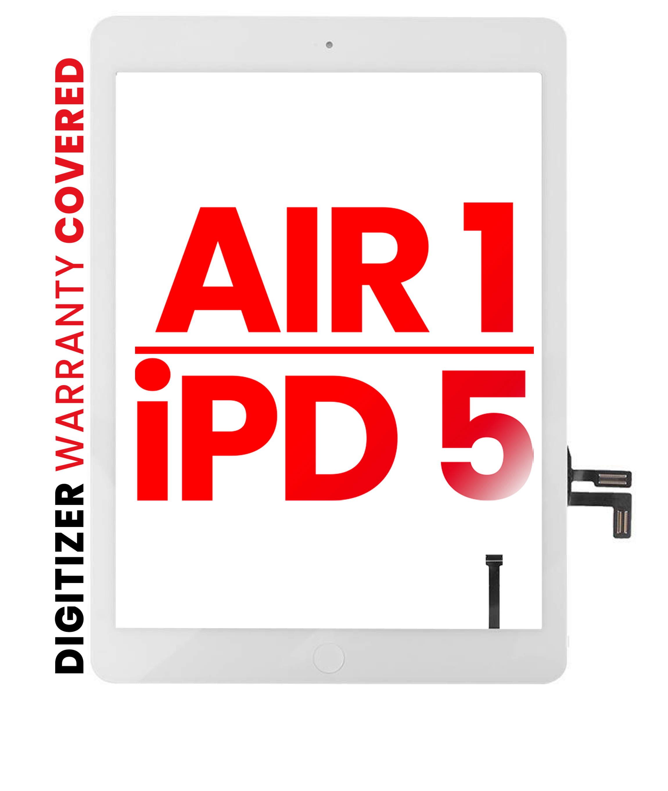 Digitalizador compatible con iPad Air 1 / iPad 5 (2017) (botón de inicio preinstalado compatible con iPad Air 1) (Aftermarket Pro: XO7) (blanco)